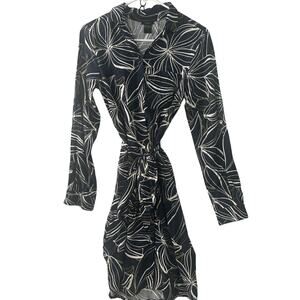 Ann Taylor Factory Navy Floral Belted Shirt Dress – Size XS